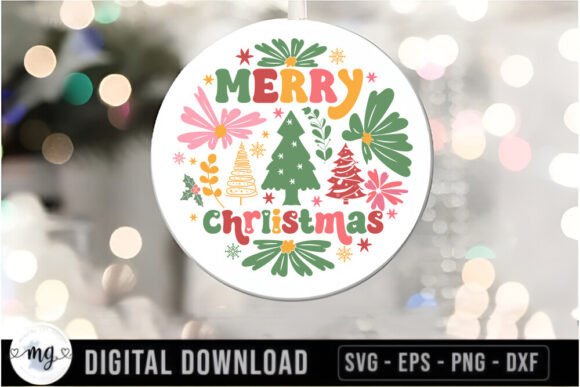 Boho Round Merry Christmas SVG