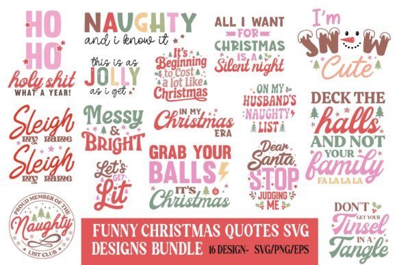 Funny Christmas Quote SVG Design Bundle