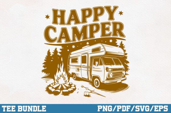 Happy Camper, Camping Trendy Design SVG
