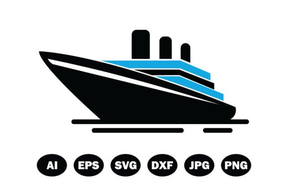 Luxury Cruise Ship Vector SVG Logo